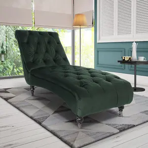 Chaise Lounge in Velvet Bottle Green