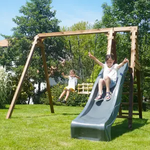 Prune Infant & Child Double Wooden Swing Set with Slide