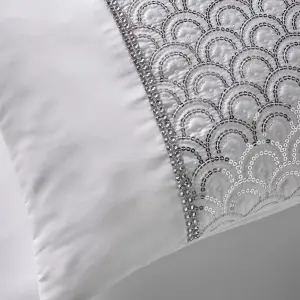 Catherine Lansfield Deco Sequin Duvet Cover Set with Pillowcases White