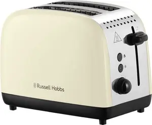 Russell Hobbs 2 Slice Lift & Look Toaster (Longer Slots, 6 Browning Levels, Defrost/Reheat/Cancel Function, Removable Crumb Tray, 1670W, Cream &