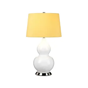 Luminosa Isla Table Lamp with Round Tapered Shade, Polished Nickel, White, Yellow