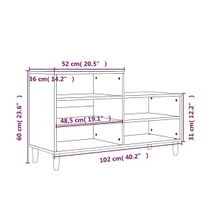 Berkfield Shoe Cabinet Smoked Oak 102x36x60 cm Engineered Wood