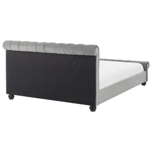 Velvet EU King Size Bed Grey AVALLON