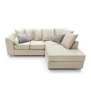 Chicago Velvet Right Facing Corner Sofa in Cream