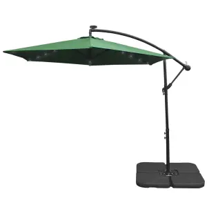 Green 3m LED Cantilever Parasol With Plain Base