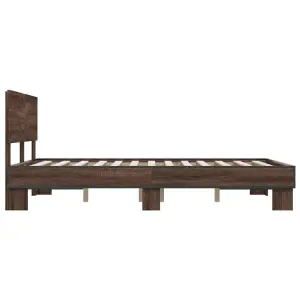 Berkfield Bed Frame without Mattress Brown Oak 135x190 cm Double