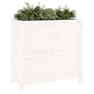 Berkfield Garden Planter White 82.5x40x78 cm Solid Wood Pine