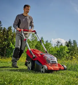 Einhell 42cm Cordless Lawnmower 36V Rotary With 2x 5.2Ah Batteries And Charger  Power X-Change 50L Grass Box - RASARRO 36/42