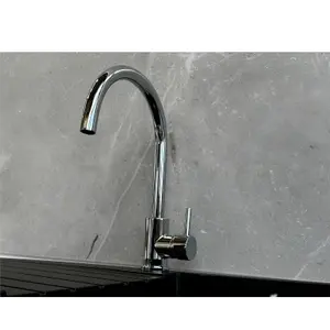 Liquida W06CH Swan Neck Monobloc Single Lever Chrome Kitchen Mixer Tap