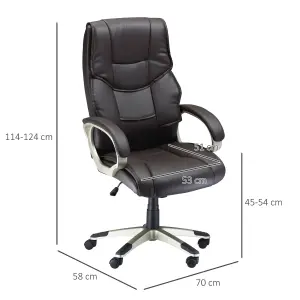 HOMCOM Executive Office Chair Faux Leather Computer Desk Chair w/ Wheel Brown