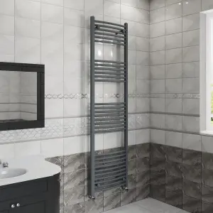 Right Radiators 1800x500 mm Curved Heated Towel Rail Radiator Bathroom Ladder Warmer Anthracite