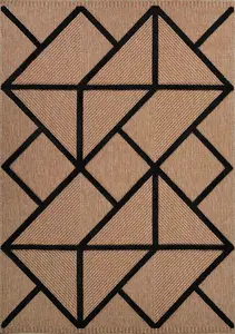 Abaseen 120x120 cm Prism Black Harper Rug - Washable Rug - Modern Area Rugs for Home and Office