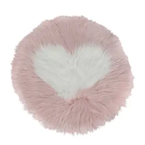 Pink Round Soft Shaggy Area Rug Kids Rooms Decor Indoor Floor Rugs Dia 60 cm