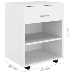 Berkfield Rolling Cabinet White 46x36x59 cm Engineered Wood