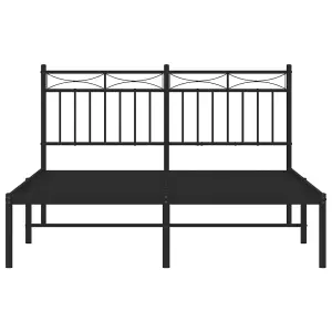 Berkfield Metal Bed Frame with Headboard Black 140x190 cm