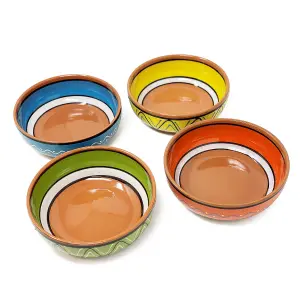 Fiesta Hand Painted Pattern Ceramic Kitchen Dining Set of 4 Serving Bowls (D) 17cm x (H) 6cm