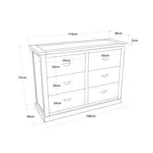 Tirolo 6 Drawer Chest of Drawers Brass Cup Handle