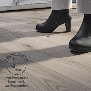 GoodHome Classy Grey Oak effect Textured Composite Click flooring Sample