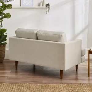 Furniturebox UK Fabric Sofa - 'Fleur' 2 Seater Upholstered Cream Sofa - 100% Eco Recycled Fabric - Modern Living Room Furniture