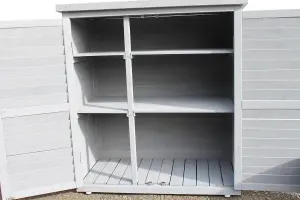 Outdoor Garden Wooden Storage Cabinet or Tool Shed In Grey