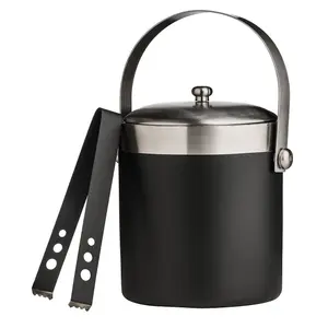 Maison by Premier Black Enamel Ice Bucket with Tongs