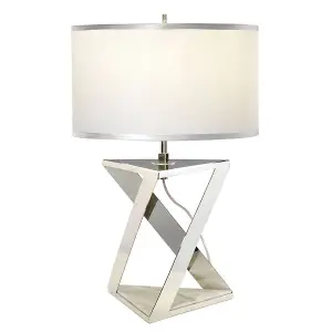 Luminosa Aegeus 1 Light Table Lamp White, Polished Nickel, E27