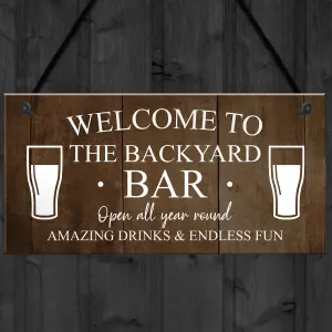 Red Ocean Backyard Bar Sign Hanging Wall Plaque Vintage Man Cave Shed Sign Gift