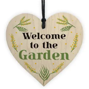 Welcome To The Garden Hanging Door Wall Sign Wood Heart Home Decor Sign