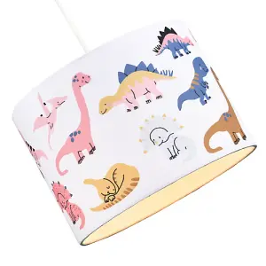 Cute and Fun Childs Colourful Dinosaur Cotton Fabric Lampshade with Inner Lining