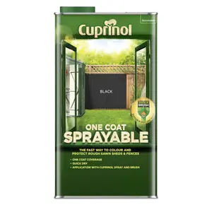 Cuprinol Sprayable Black Matt Exterior Wood paint, 5L Tin