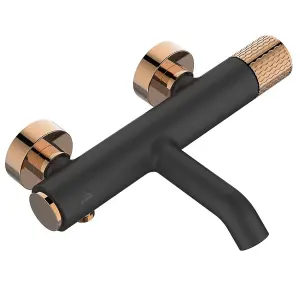 Black/Rose Gold Brass Bath Mixer Tap Bathroom Basin Faucet Engraved Handle