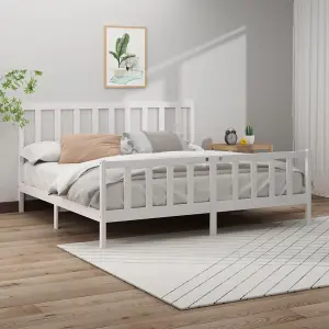 Berkfield Bed Frame White Solid Wood Pine 200x200 cm