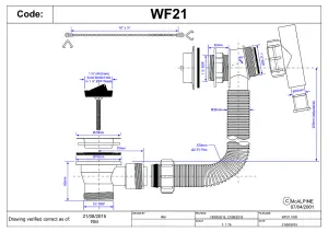 McAlpine WF21 Wasteflow with 1.5" Waste Outlet Fitting, Plug, Chain and 2 Way Connector