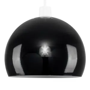 ValueLights Arco Gloss Black Ceiling Pendant Shade and B22 GLS LED 10W Warm White 3000K Bulb