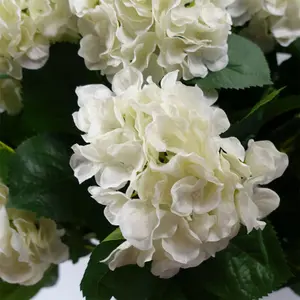 70cm Artificial White Bush Hydrangea Plant Potted