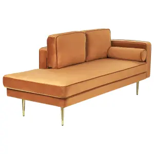 Right Hand Velvet Chaise Lounge Orange MIRAMAS