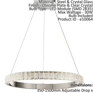 Ceiling Pendant Light Chrome Plate & Clear Crystal 30W LED Bulb Included