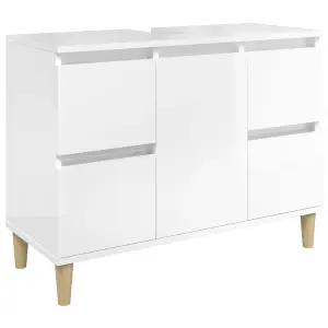 Berkfield Sink Cabinet High Gloss White 80x33x60 cm Engineered Wood