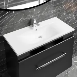 5089 Ceramic 100cm x 45cm Thin-Edge Inset Basin with Dipped Bowl