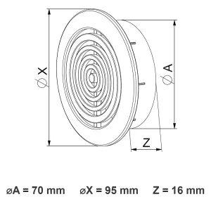 Mini Round Air Vent Grille 70mm Ventilation Cover with Flange and Fly Screen (Graphite Grey)