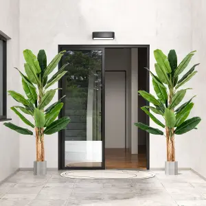 Costway 195cm Tall Artificial Banana Tree Indoor Greenery Potted Plant Home Living Room Office Decor