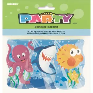 Unique Party Shark Notepad (Pack of 6) Blue/Yellow/Pink (One Size)