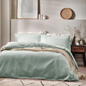 Yard Waffle Textured 100% Cotton Duvet Cover Set