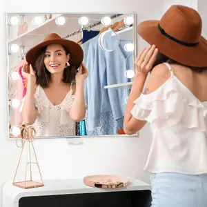 Yohood LED Makeup Mirror with 14 Dimmable Bulb, 3 Color Modes - 60 x 53 cm