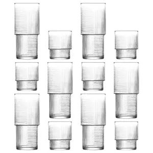 LAV 12pc Helen Stacking Highball Glasses & Tumblers Set