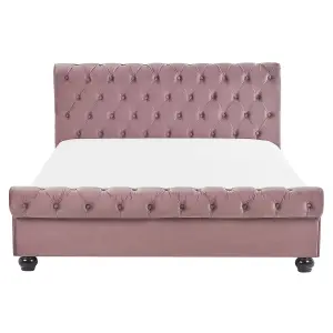 Velvet EU King Size Bed Pink AVALLON