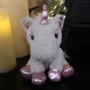 24cm Plush White Unicorn with Sparkly Pink Horn and Hooves