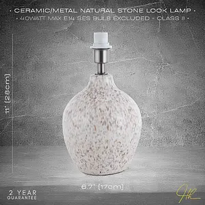 Taupe and Cream Gloss Snowflake Design Ceramic Table Lamp Base with Clear Cable