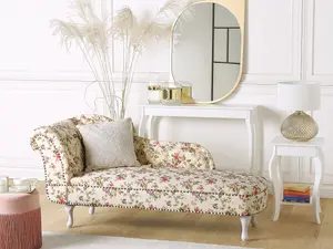 Left Hand Chaise Lounge Flower Print Beige NIMES