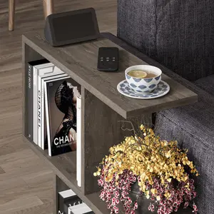 Barbara Side Table Modern 2-Tier Design with Storage Compartments Dark Coffee